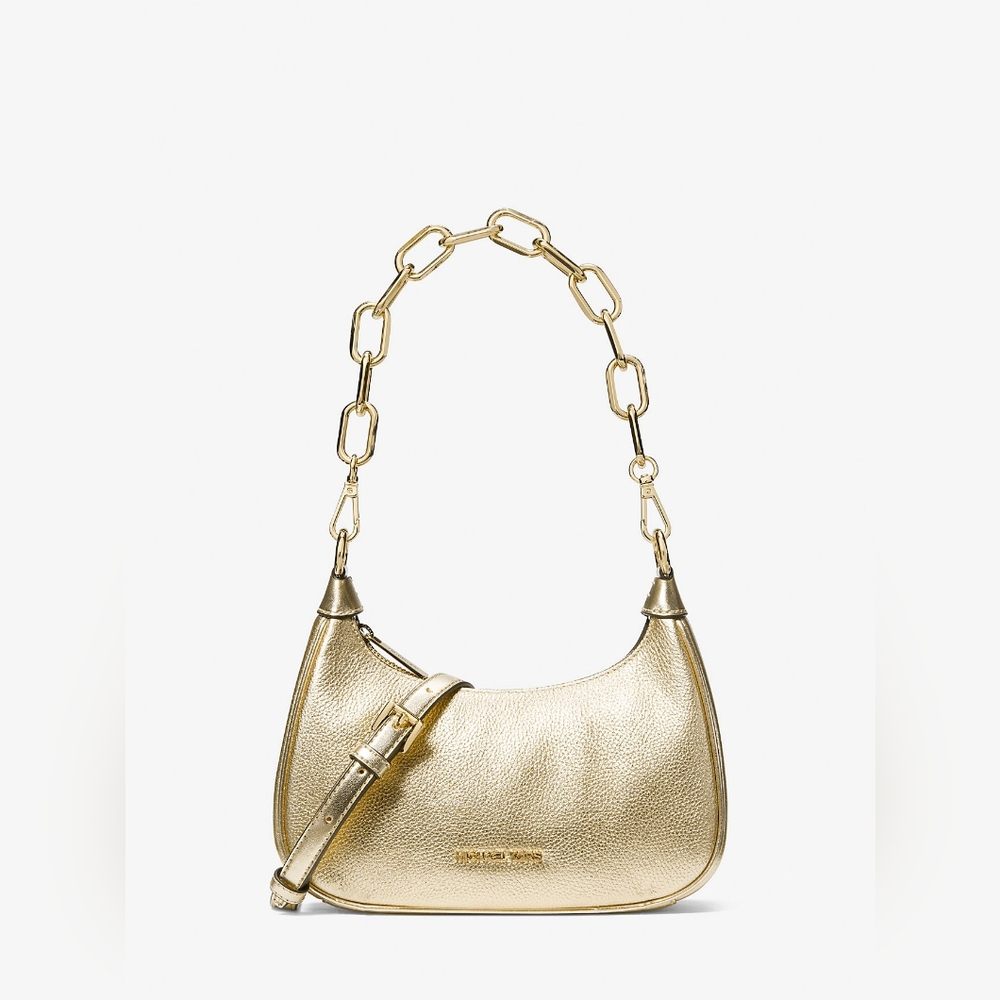 Mk Gold Cora Medium Pouchette shoulder bag-pebbled leather